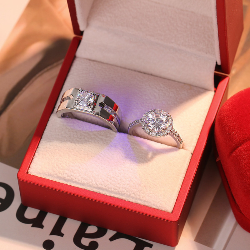 结婚一对戒指求婚调节可调开口男女情侣钻戒戒指