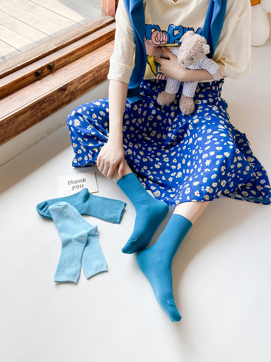 袜子boom堆堆白袜子女士袜子女韩国bomb筒袜中筒鞋套