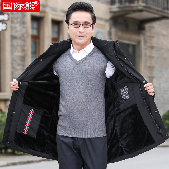 Middle-aged and old men's cotton-padded winter coat for dad's winter jacket plus velvet padded down jacket middle-aged grandpa men's autumn and winter models Middle-aged and old men's cotton-padded winter coat for dad's winter jacket plus velvet padded down jacket middle-aged grandpa men's autumn and winter models