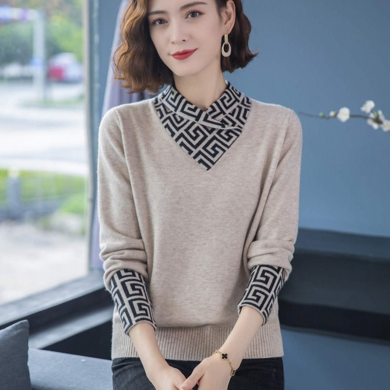 浅秋浅秋羊羊毛衫女褚老大2022秋冬新款洋气女装毛衣