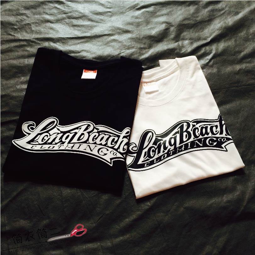 简衣简二 西海岸街头潮牌创意字母印花男t恤嘻哈滑板纯棉短袖特价