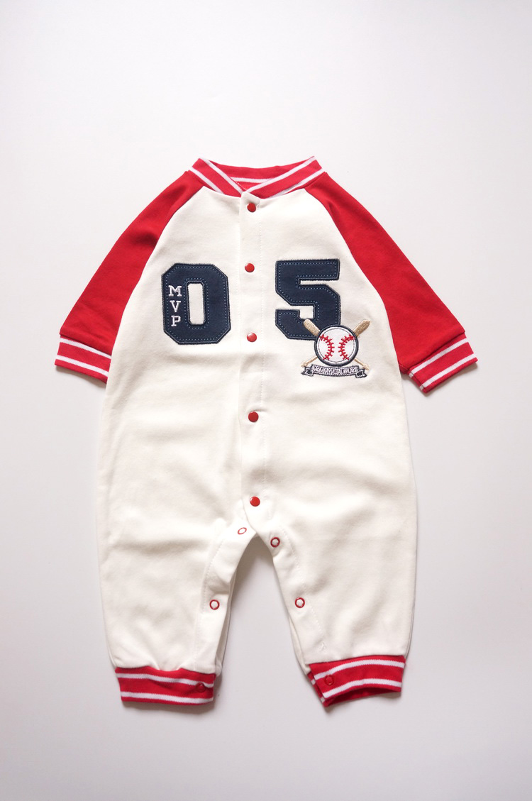 棒球哈衣春秋婴儿连体衣宝宝运动爬爬服不连儿童连身衣