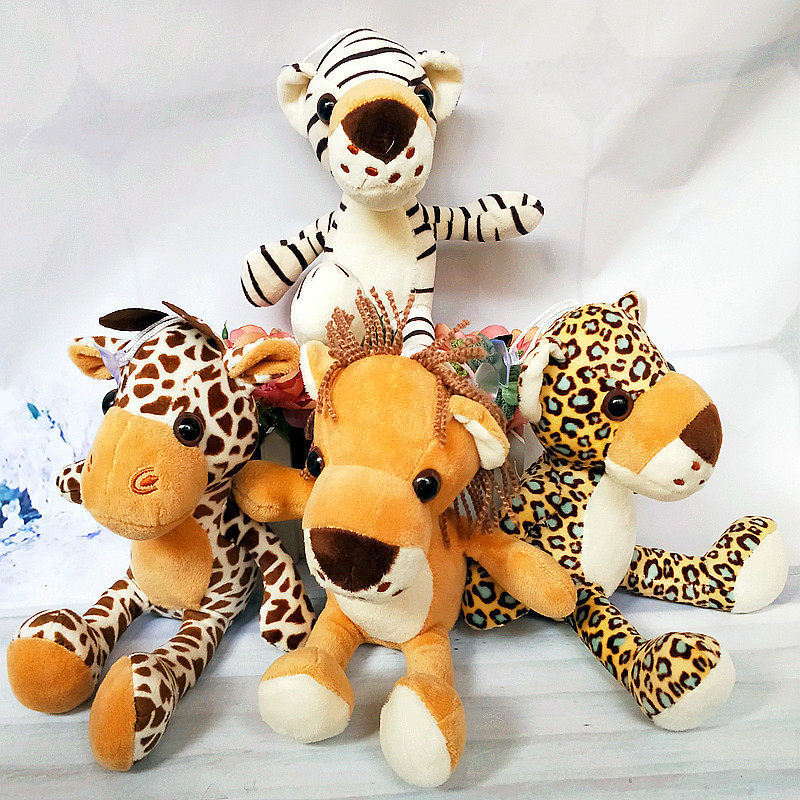 森林动物可爱丛林四兄弟毛绒玩具公仔狮子老虎虎鹿毛绒