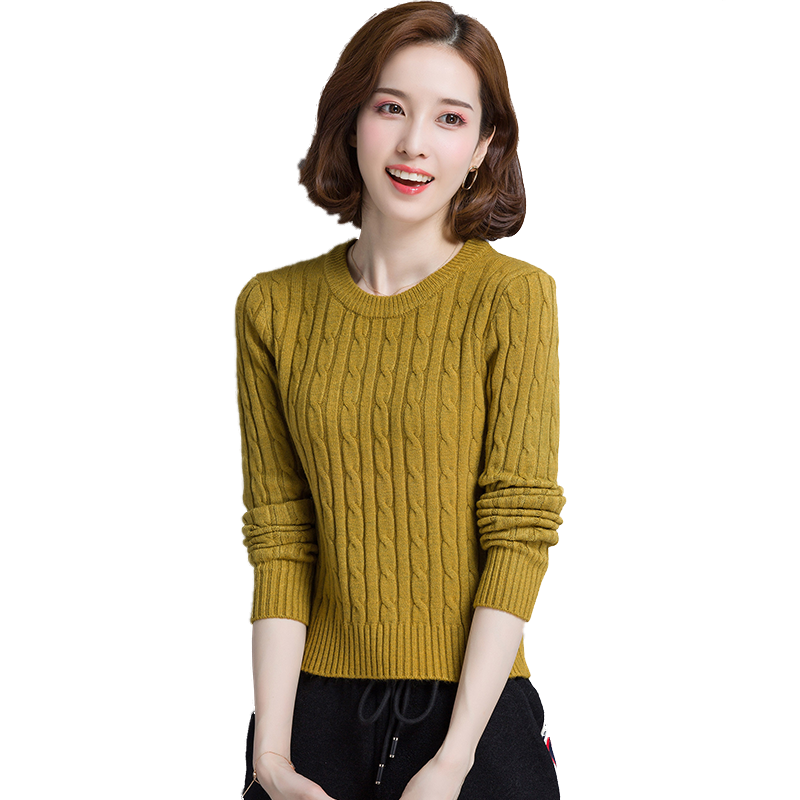 高腰套头小款毛衣女短款低领修身显瘦秋冬新款女士百搭打底针织衫