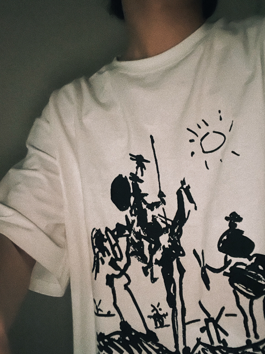 Longroad *堂·吉诃德*经典文学手绘小众设计短袖tee日系纯棉T恤