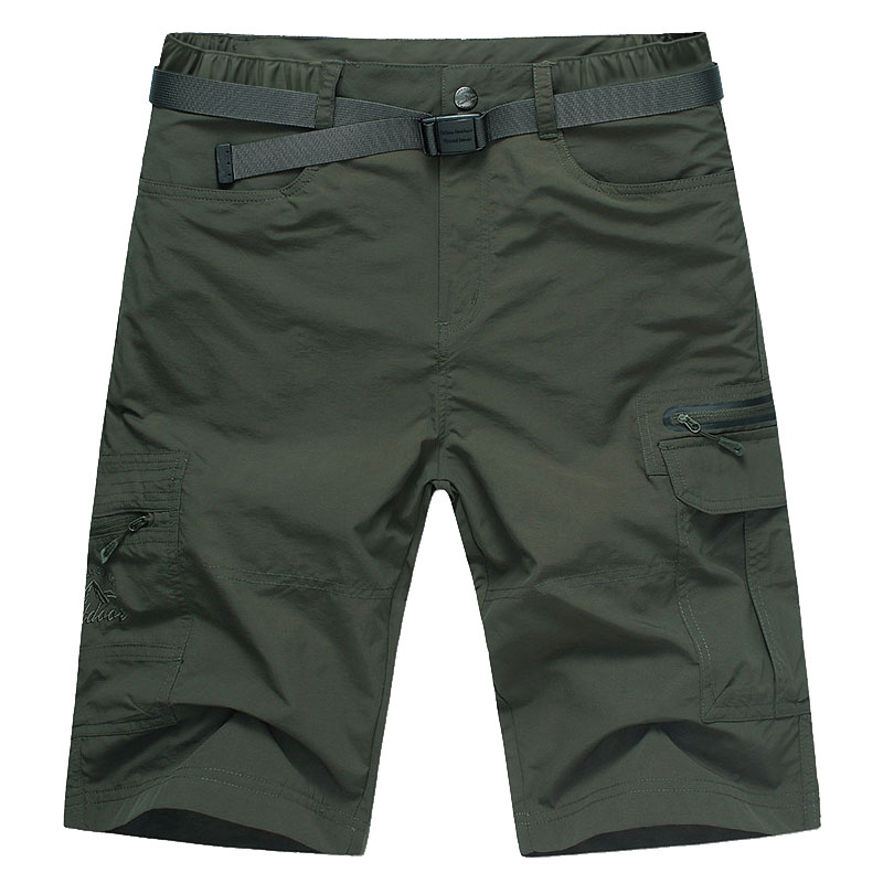 夏季新款速干短裤男休闲裤男装宽松沙滩工装中裤多口袋松紧五分裤