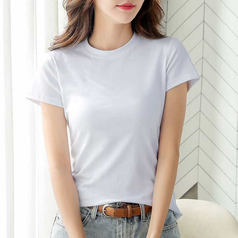 短袖恤女修身圆领夏季2021新款韩版半体恤内搭t恤