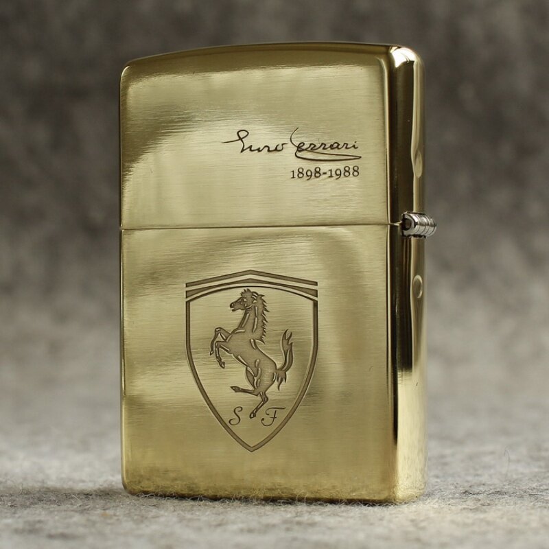 原装正品zippo防风打火机204b纯铜三面蚀刻法拉利zippo