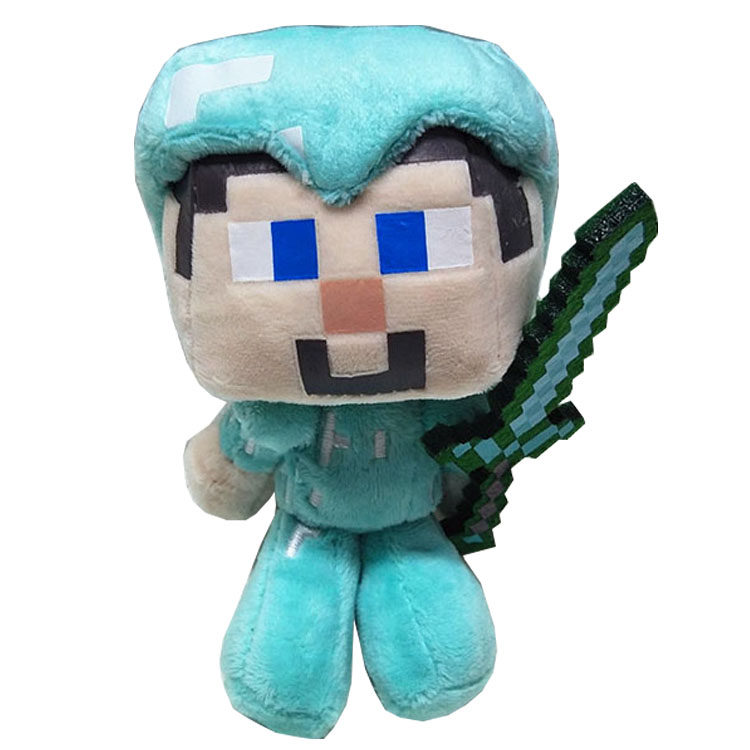 我的世界世界游游戏周边mc史蒂夫钻石steve毛绒玩具游戏实物周边