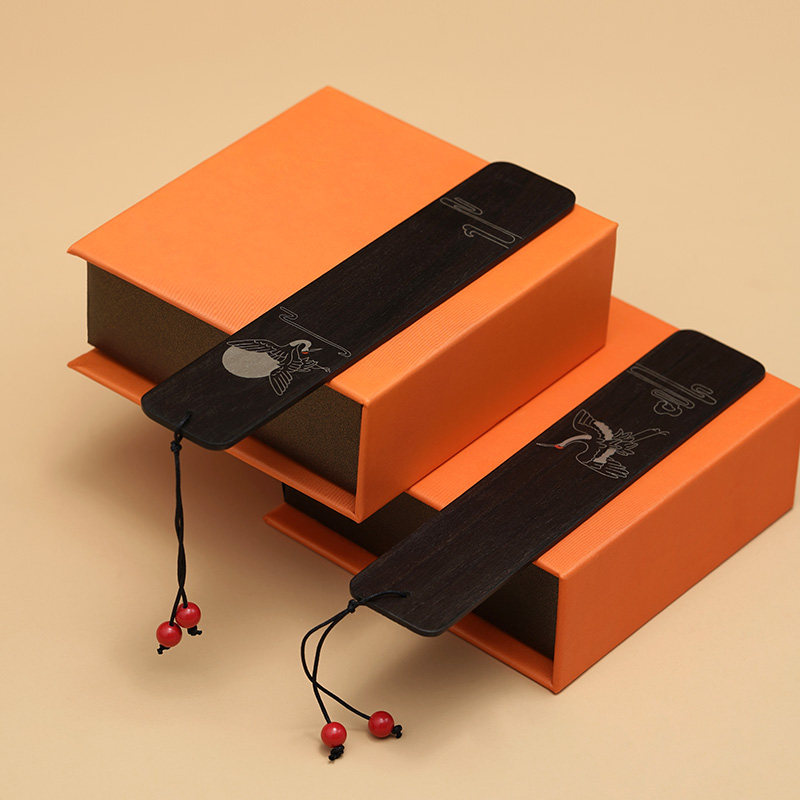 仙鹤书签西泠商务礼品两片铜丝图案印象檀嵌紫光书签