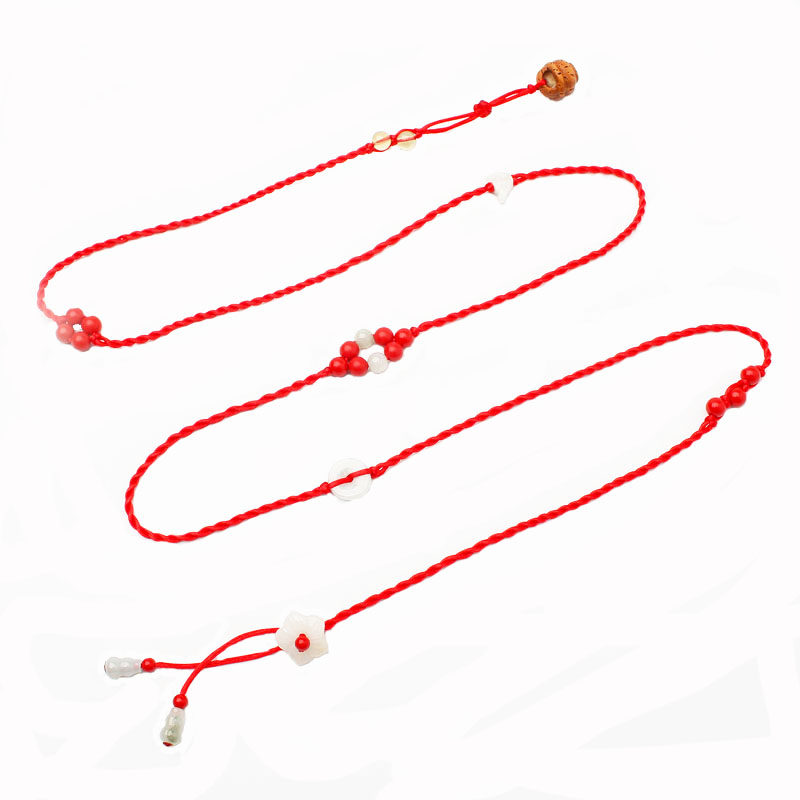 安岁红绳腰链女本命年虎年礼物编织平安扣红腰绳男其它首饰
