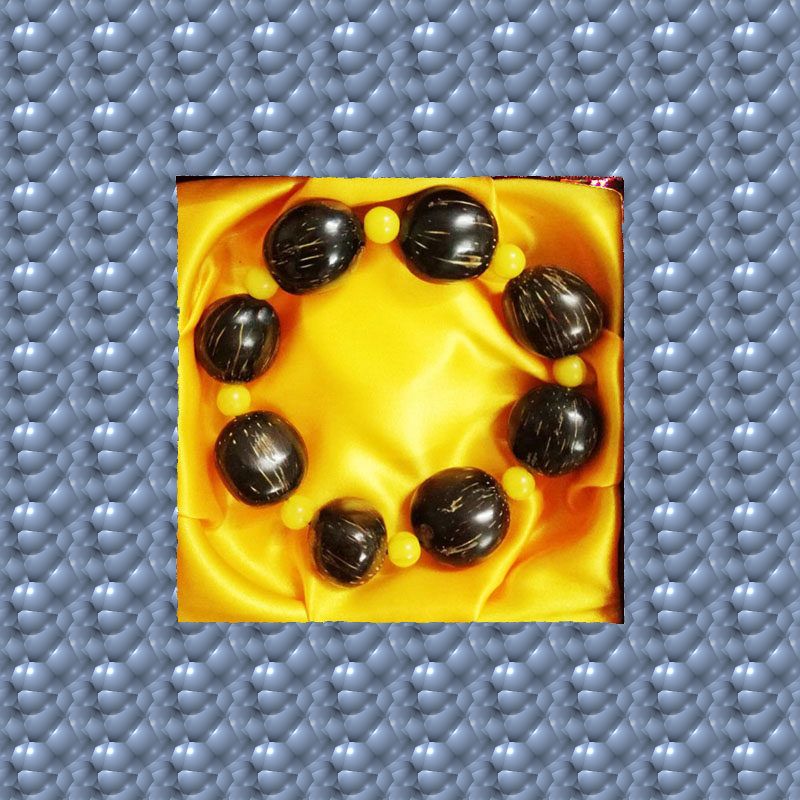 海南天然油棕果核手串佛珠单圈珍稀半玉化贝佛珠