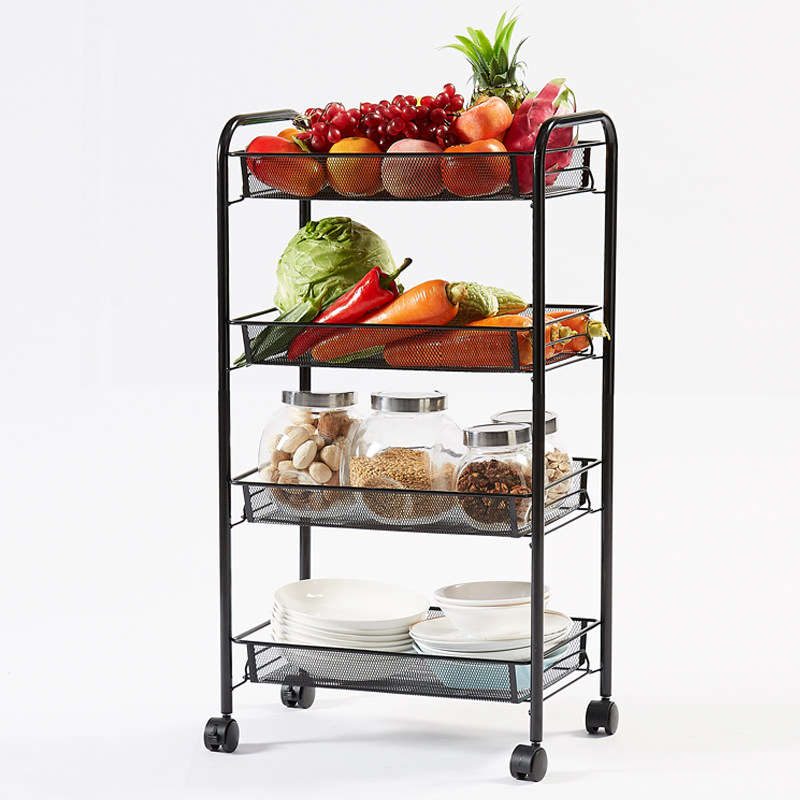 厨房置物架落地多层调料蔬菜菜篮架子移动推车厨房置物架