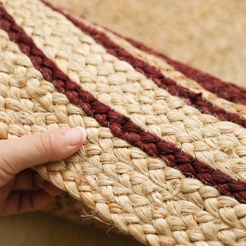 日式黄麻地毯亚麻圆形简约客厅家用阳台书房地毯