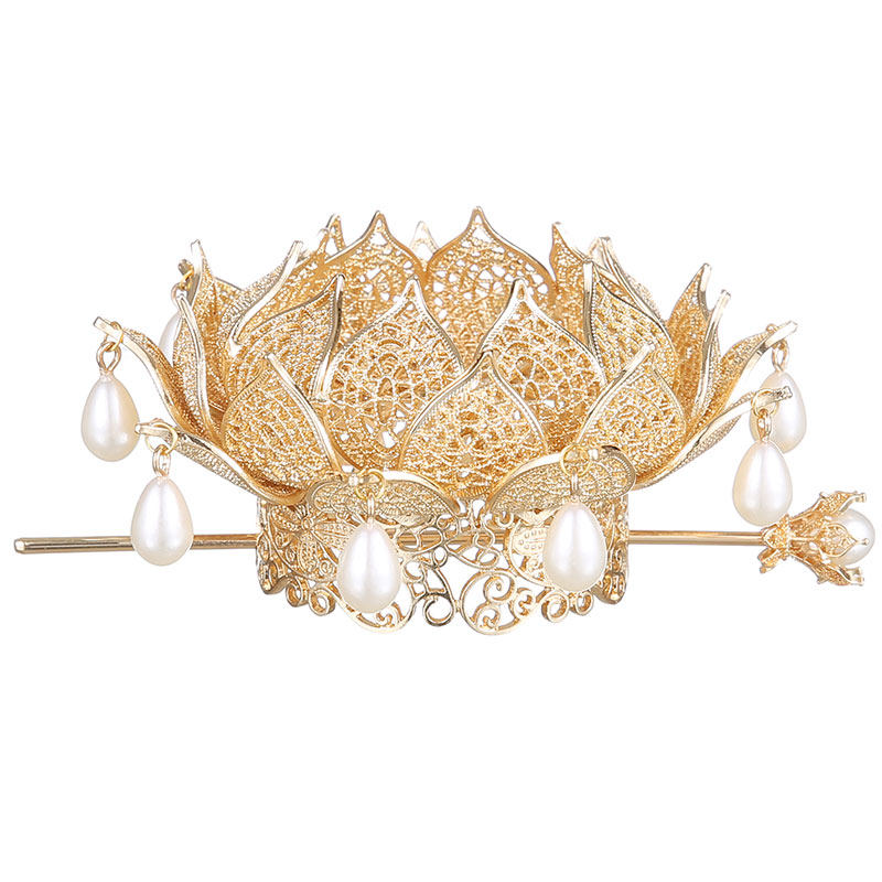 现货百搭皇冠宋制发饰发冠头饰莲花配饰汉服发饰