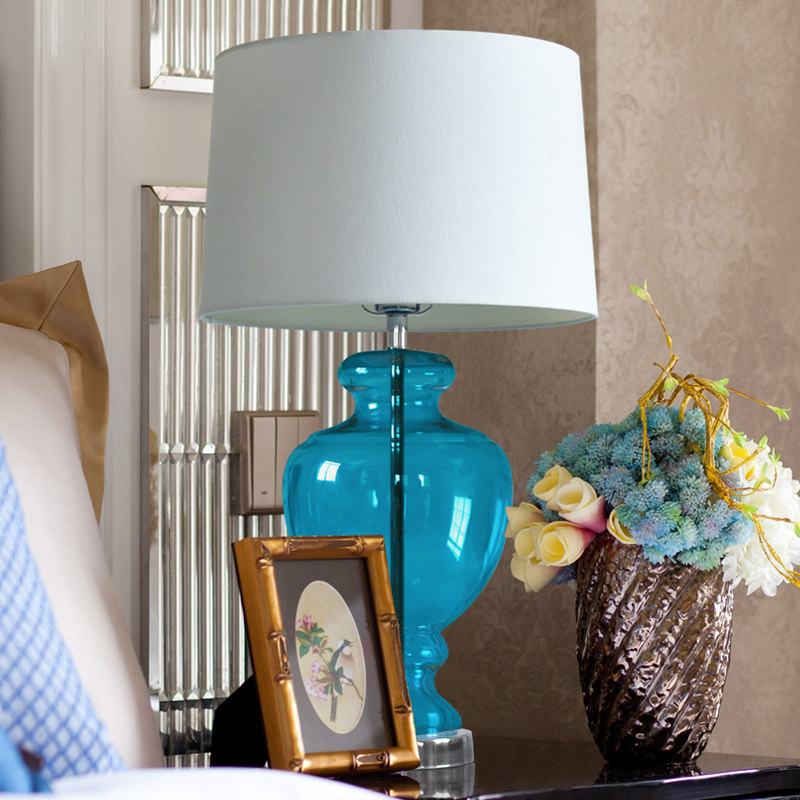 现代创意蓝色地中海台灯床头灯客厅卧室酒店会所定制遥控台灯