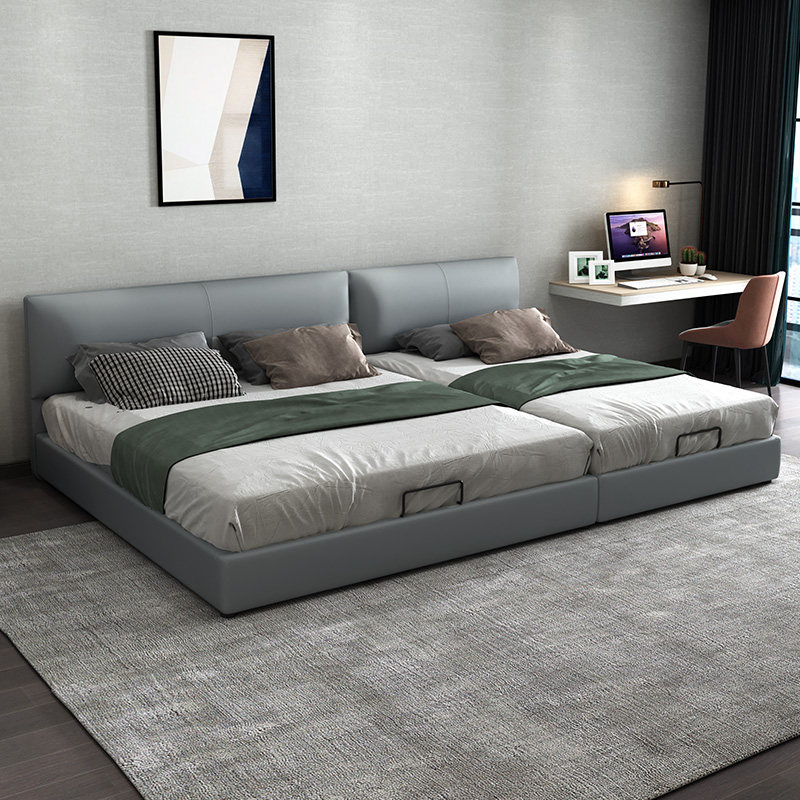 皮床二胎亲子床榻榻榻米简约现代大床主卧3人皮艺床