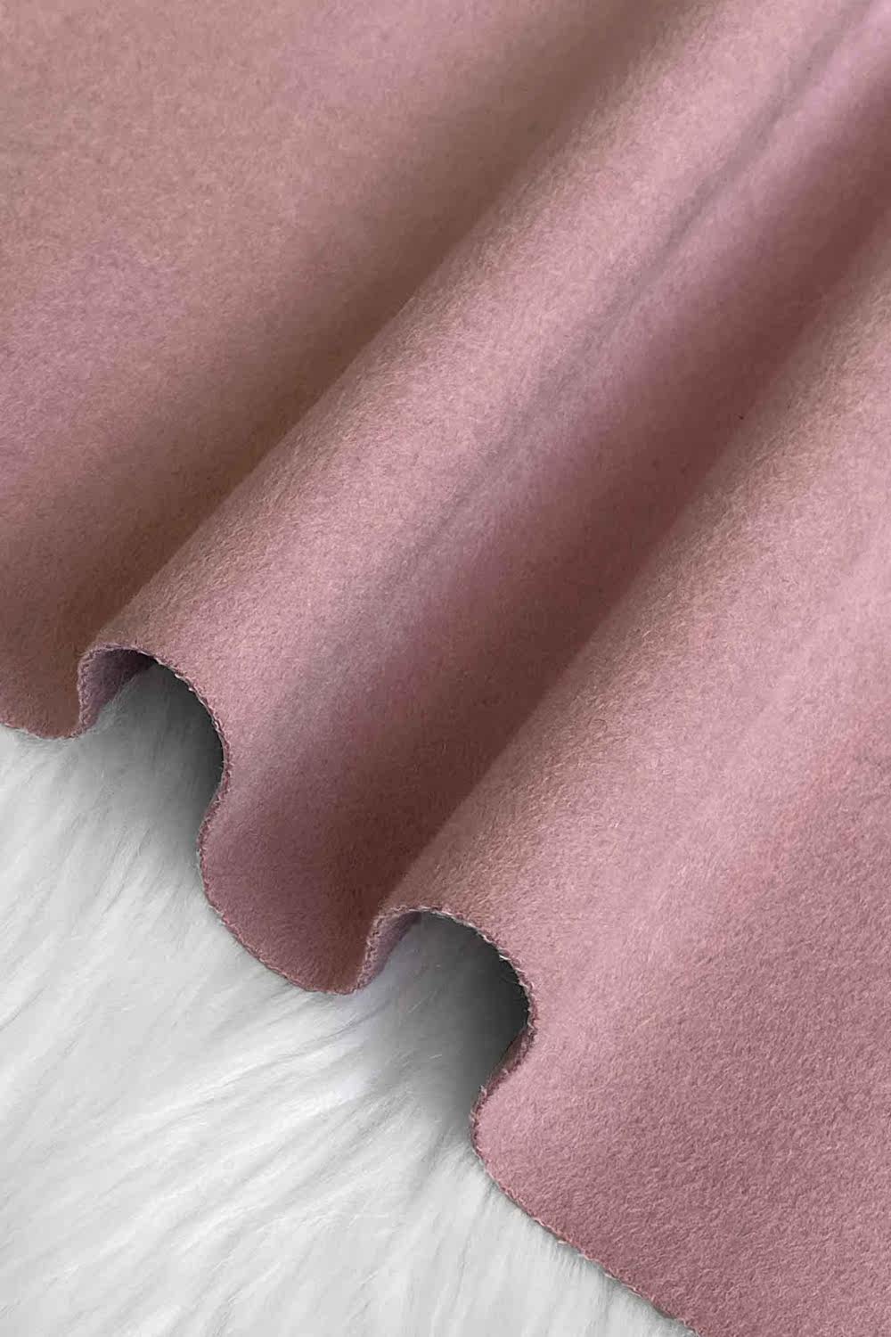 双面羊毛气质淡紫粉混色双层顺毛毛呢布料秋冬海绵垫