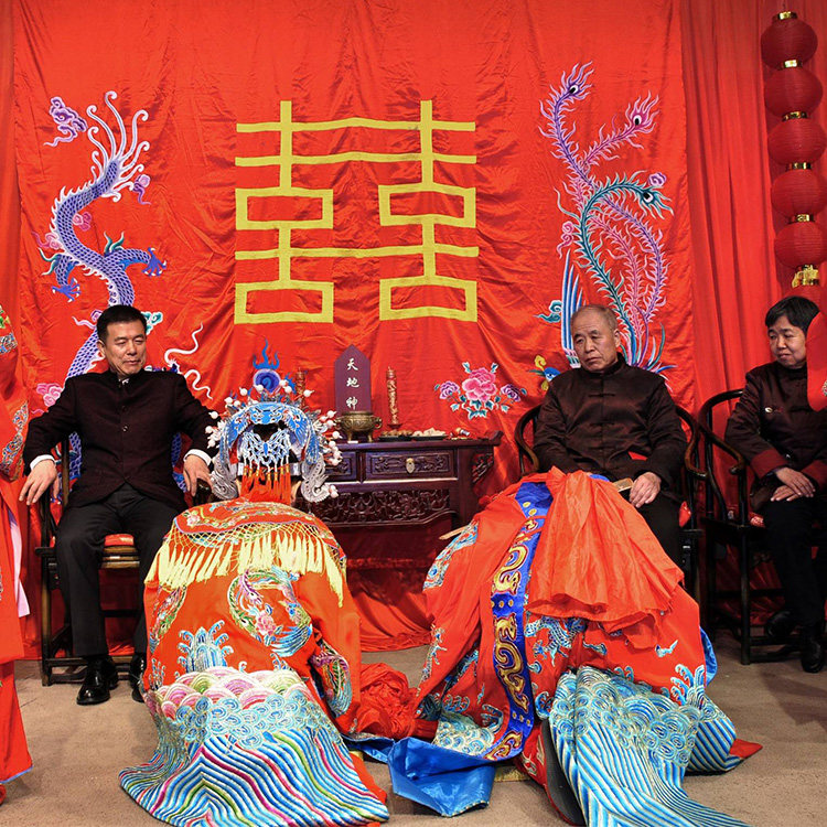 中式拜堂用品布置红布跪垫结婚庆红桌布椅套节庆布艺用品