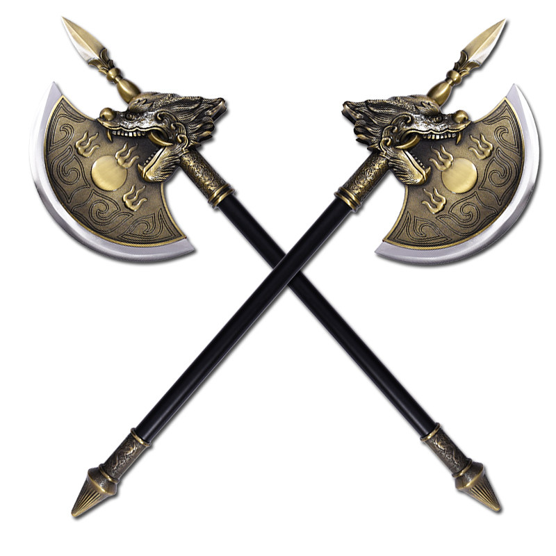 紫清十八般兵器程咬金武器斧头八卦宣花李逵双斧习武刀剑