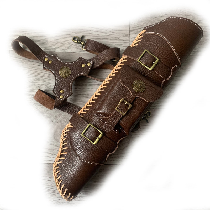 射箭传统箭囊美猎箭壶箭袋背式底部磁石手工飞镖