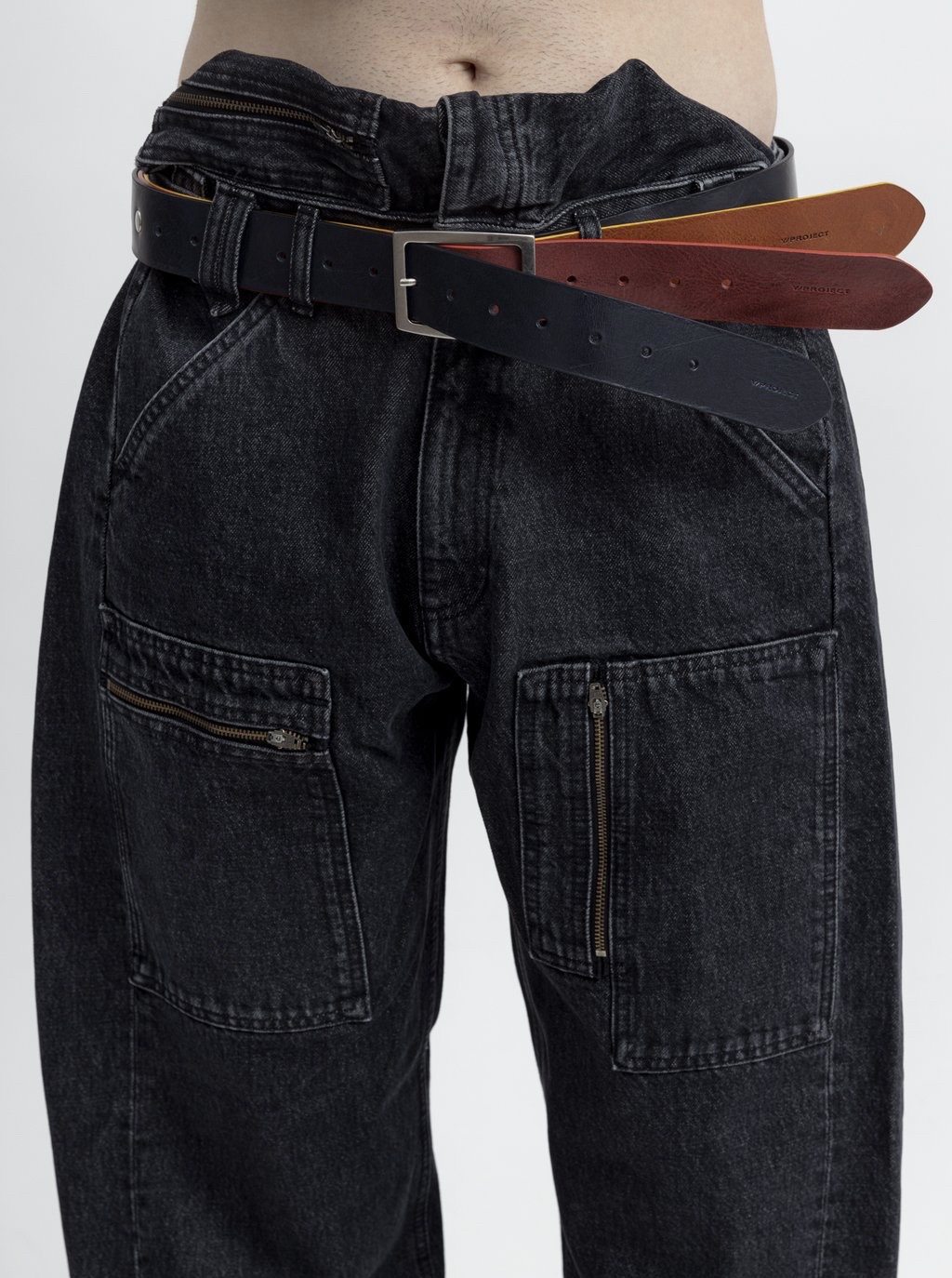 project真皮不规则腰带三层皮带多功能男女女款ins腰带