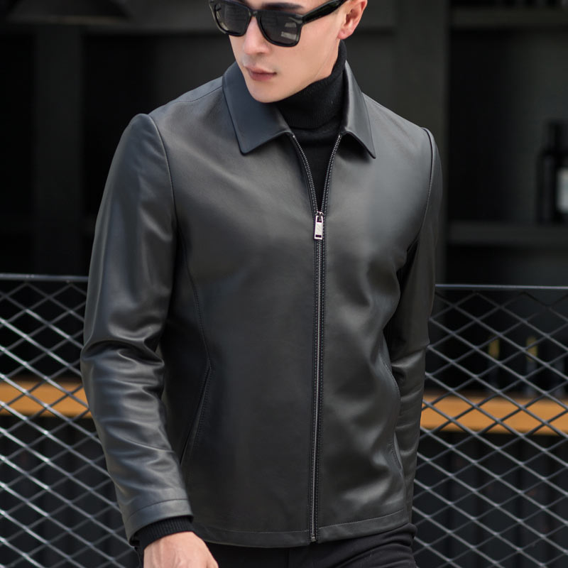 皮庄海宁真皮皮衣男绵羊皮2021年新款皮夹克薄外套秋冬加棉