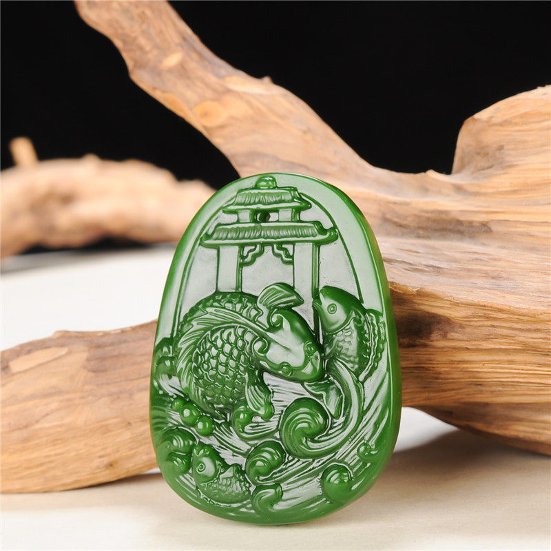 新疆和田玉鲤鱼跃龙门挂件玉佩碧玉男女女款吊坠颈饰