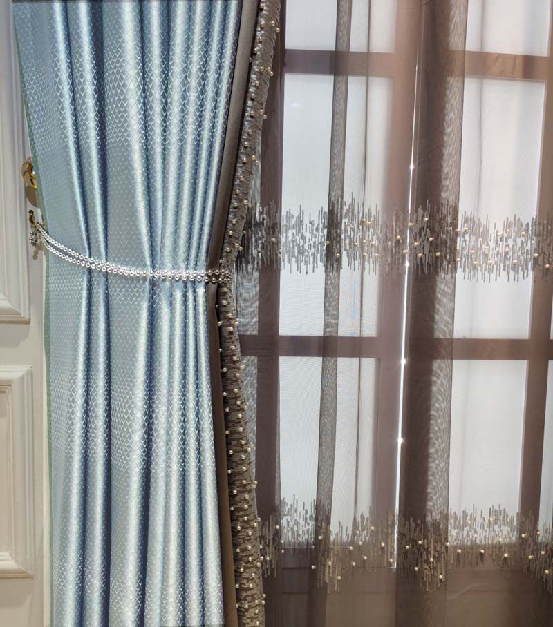 窗帘轻奢法式银色高档样板房豪华上门测量安装定制窗帘