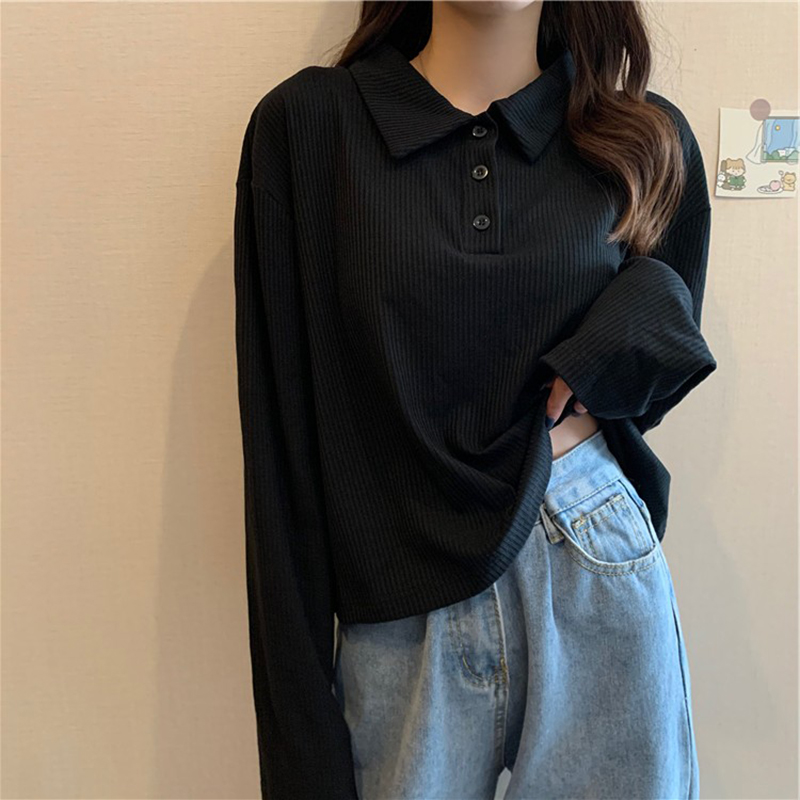 大码胖mm长袖t恤宽松内搭打底衫女外穿春秋新款百搭显瘦polo上衣