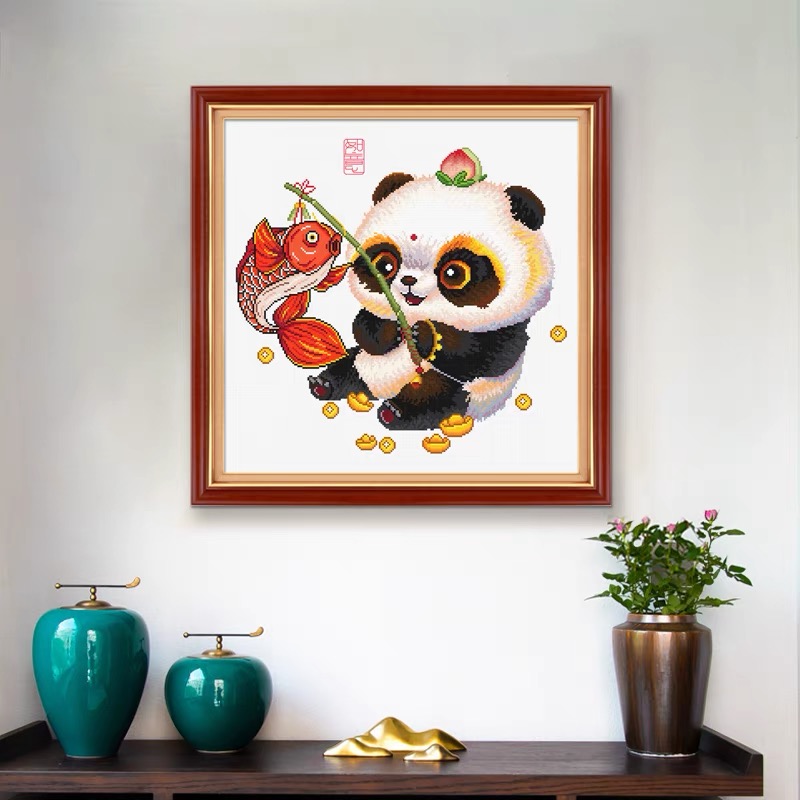 ks客厅自己小件宝宝吉祥儿童卧室十字绣熊猫十字绣套件