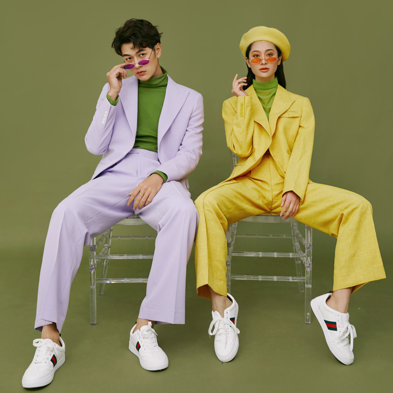 影楼主题服装新款男女个性西服套装情侣外景街拍写真时尚艺术拍照