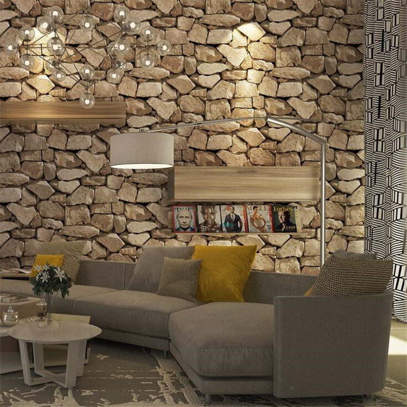 复古大理石墙纸砖纹石头石块酒吧餐厅咖啡厅网吧pvc墙纸