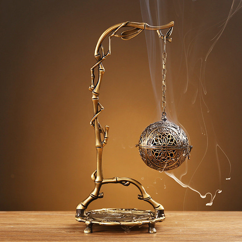 倒流香炉沉香流香摆件家用仿古香囊球香镂空香薰炉