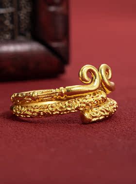 猪大福9999古法黄金西游紧箍咒戒指
