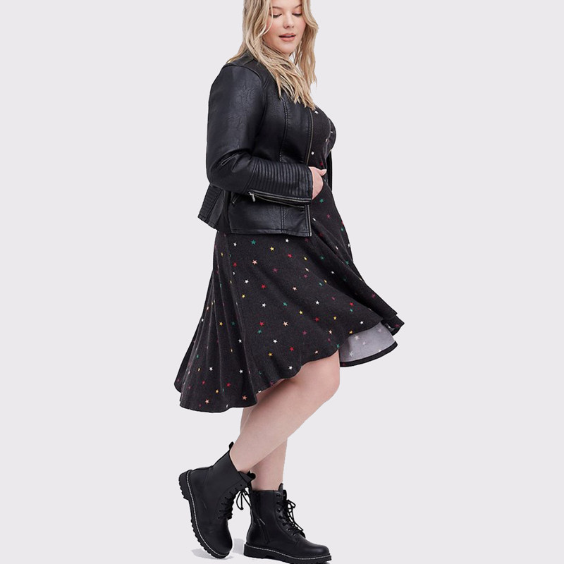 针织毛绒短毛soft七分弧形星星显瘦mm女装大码女装