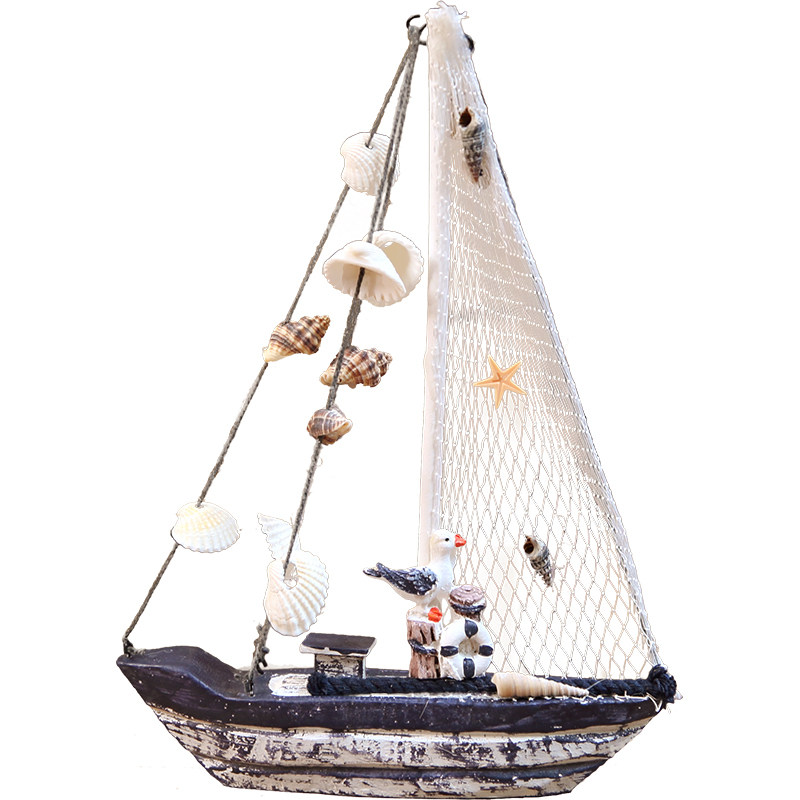 小贝壳帆船做旧手工艺品礼品贝壳摆件