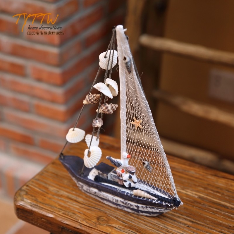 小贝壳帆船做旧手工艺品礼品贝壳摆件