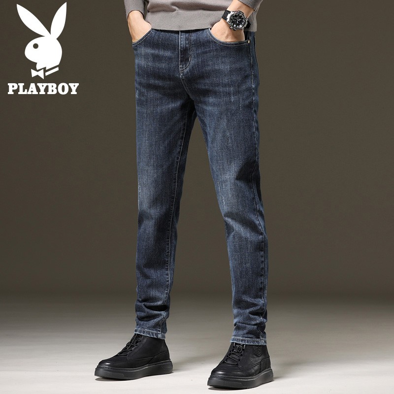 花花公子夏季薄款牛仔裤男士2022新款潮牌修身小脚裤百搭长裤子男