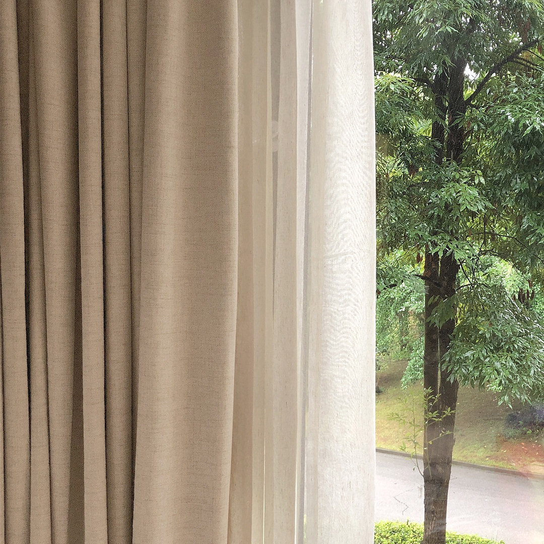 米色民宿日式棉麻亚麻风格布料遮阳窗帘2021年定制窗帘