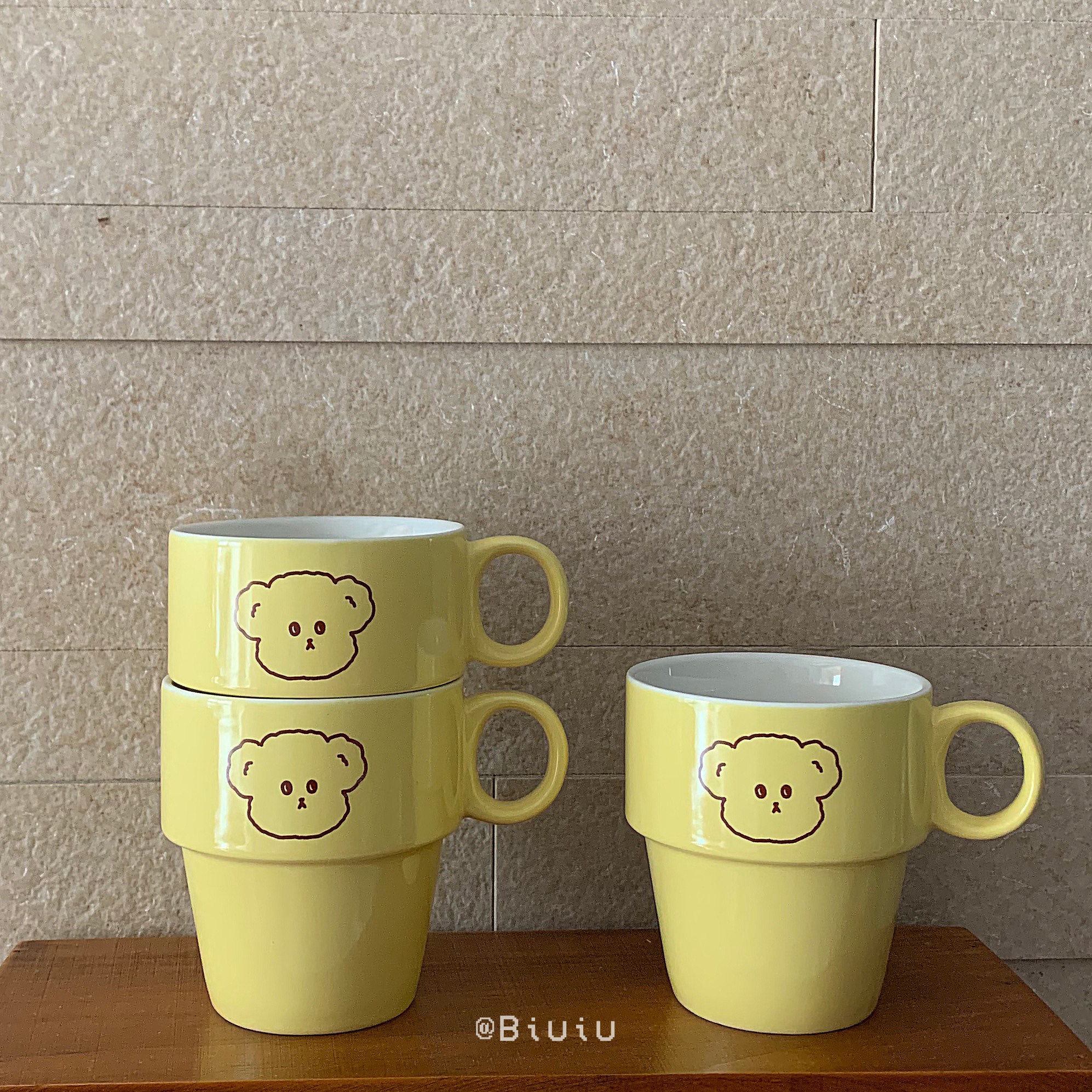 biuiu原创可爱小熊叠叠杯陶瓷马克牛奶早餐餐杯马克杯
