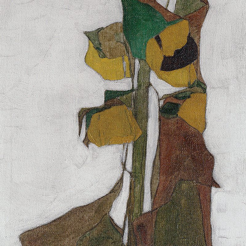 席勒向日葵大师艺术装饰画工作室样板房墙面壁画长条现代装饰画