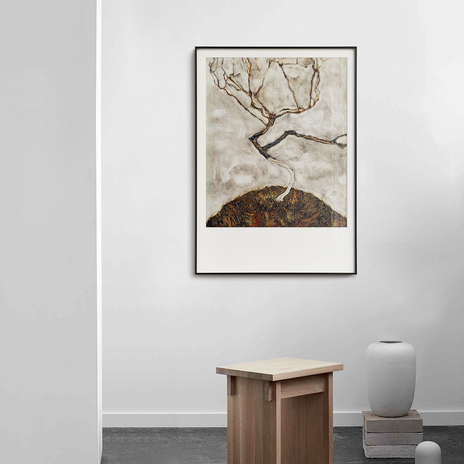 席勒秋树高档复古抽象装饰画客厅书房玄关挂画现代装饰画