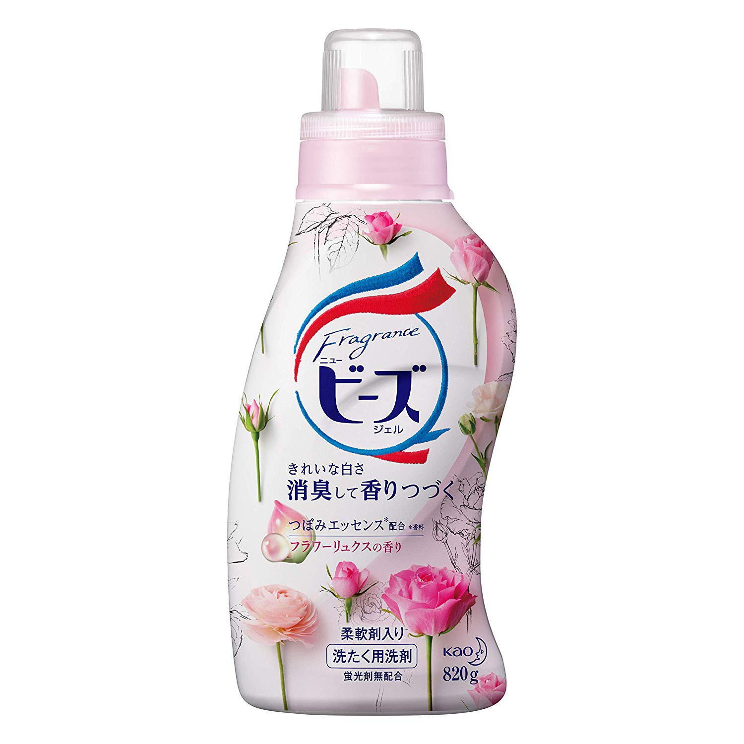 日本花王玫瑰洗衣液补充替换装715克/袋不含荧光剂含有柔顺剂*3袋