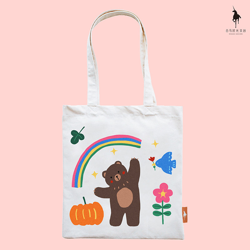 白马时光文创可爱爱联盟帆布包少女手提袋韩版百搭文化创意包