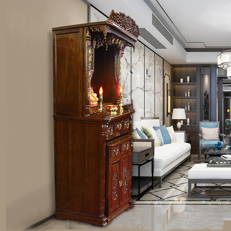 佛龛立柜带门实木供桌供台佛柜财神爷观音神龛摆件