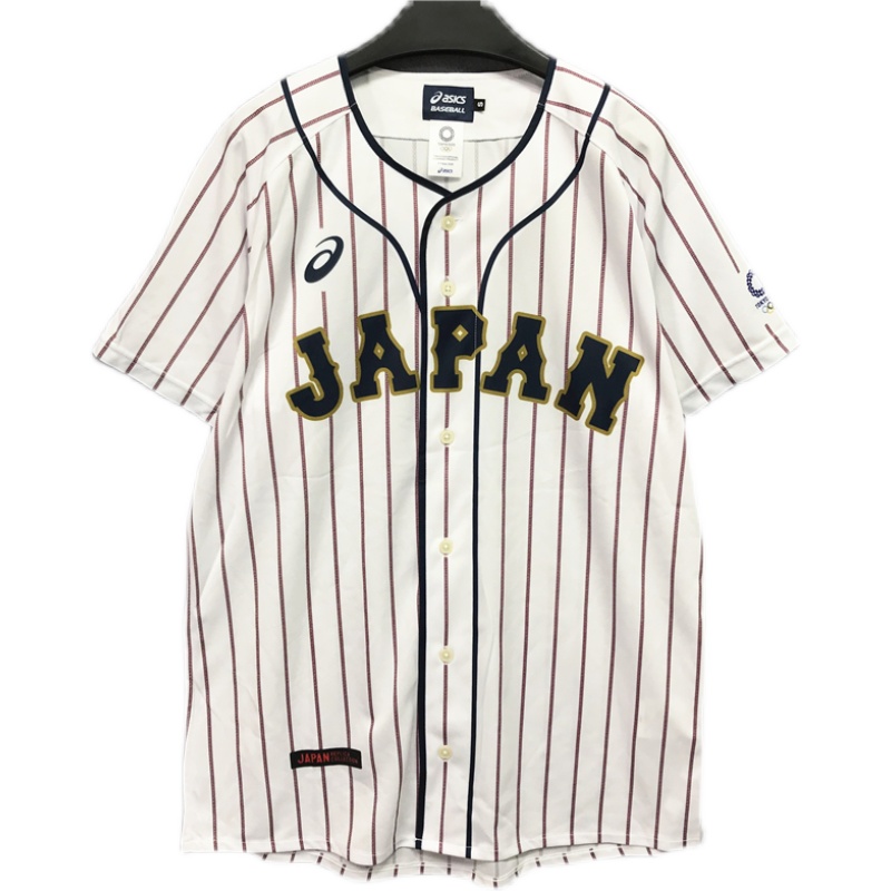 日本条纹棒球服开短袖hiphop宽松大码男女街舞棒球服