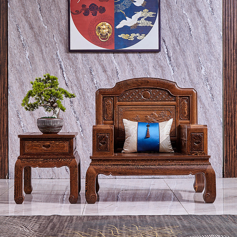 沙发王木匠红木雕花古典鸡翅木家用中式榫卯整装红木沙发