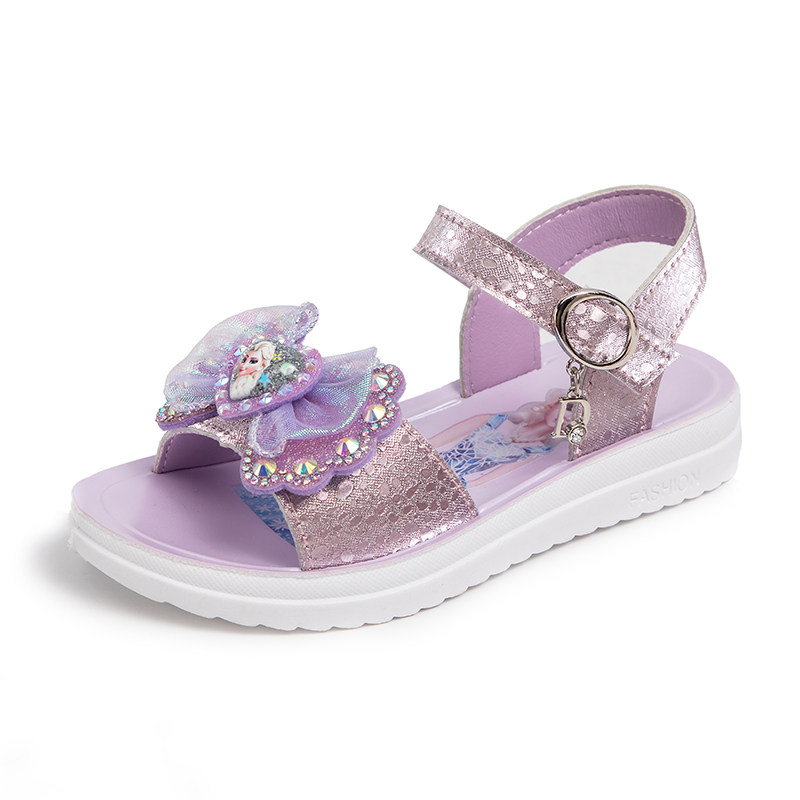 公主女童凉鞋2022夏季新款儿童紫色水晶鞋小女孩凉鞋