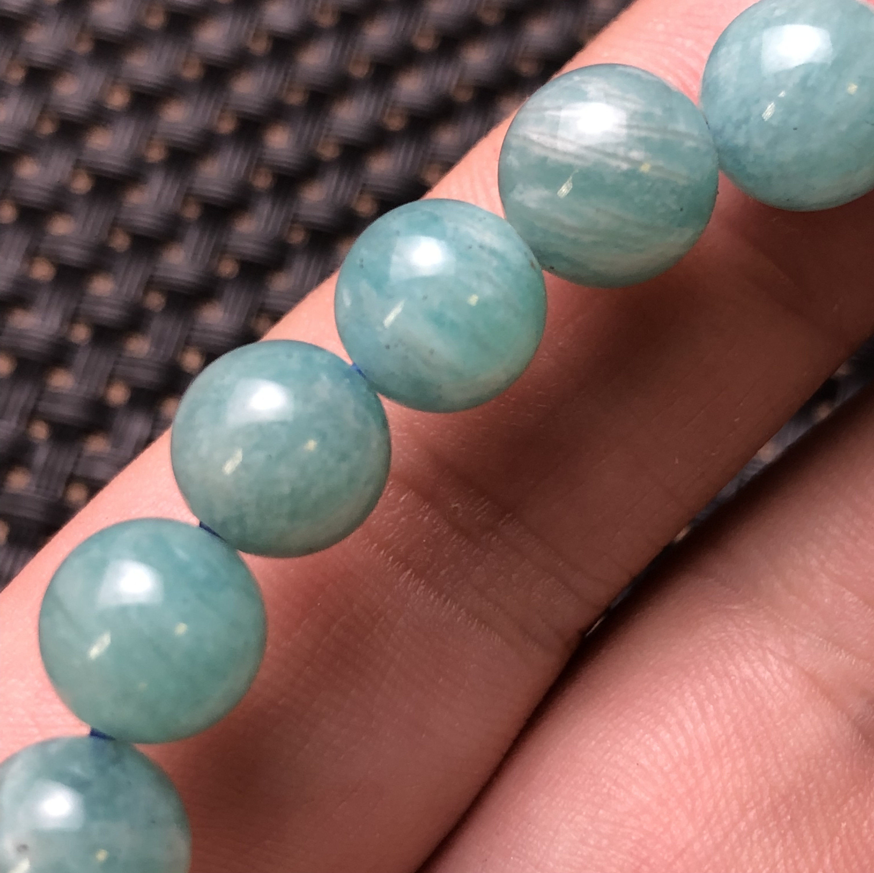 天然优化秘鲁天河石手链蓝绿绿色亚马逊石手串人员手链